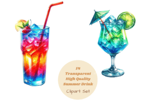 Summer Drinks Clipart Bundle, Cocktail Gráfico Ilustraciones Imprimibles Por stefdesigns 7