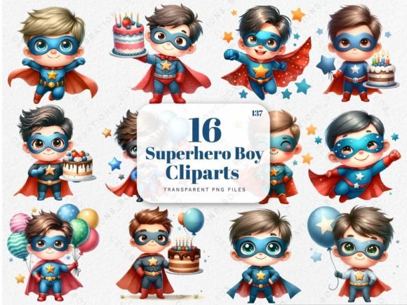 Watercolor Cute Superheroes Clipart Graphic Illustrations By CelebrationsBoxs