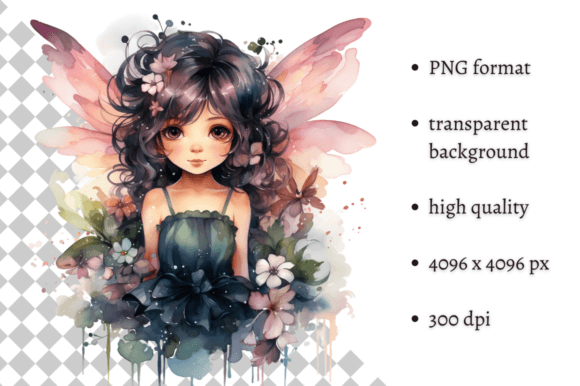Watercolor Floral Fairy PNG Clipart Graphic Illustrations By MashMashStickers