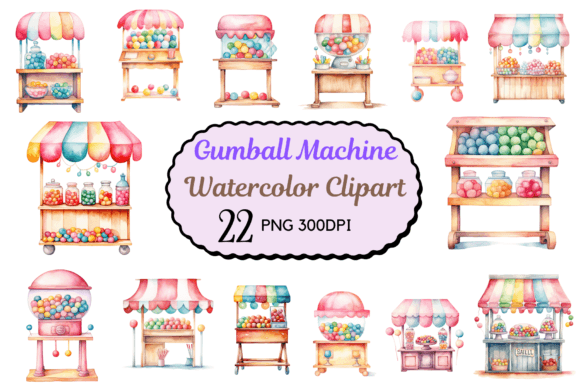 Watercolor Gumball Machine Clipart Graphic Illustrations By CreativeDesign
