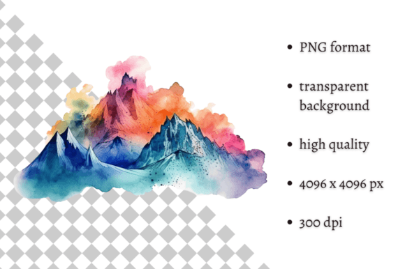 Watercolor Mountain Abstraction Clipart Graphic Illustrations By MashMashStickers