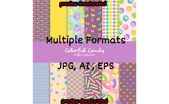 Colorful Candy Pattern Collection Gráfico Padrões de Papel Por Artory