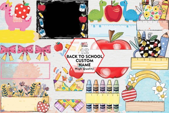 Back to School Custom Name Sublimation Graphic Illustrations By PIG.design