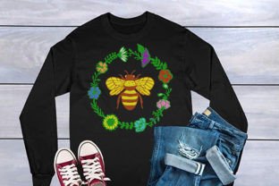 Bee in a Floral Circle Bugs & Insects Embroidery Design By wick john 2