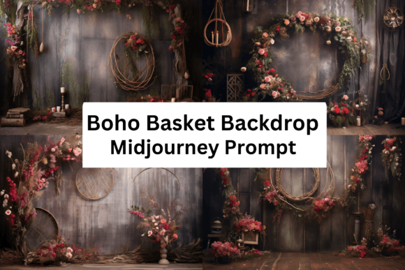 Boho Basket Digital Backdrops Grafik Hintegründe Von Digital Delight