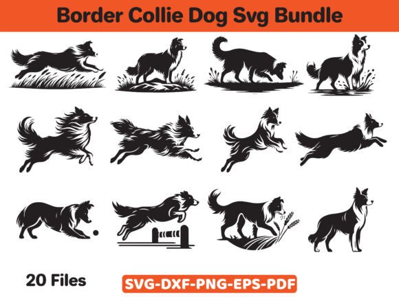Border Collie Dog Svg Bundle Illustration Modèles Graphiques Par Uniquemart