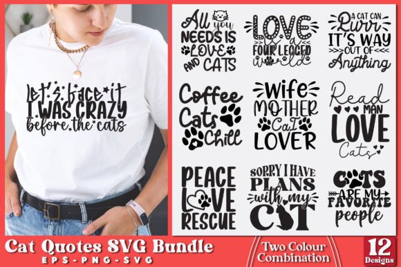 Cat Quotes SVG Bundle Gráfico Manualidades Por Graphic Home