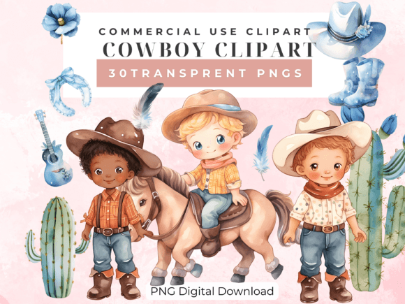 Cute Cowboy Clipart Gráfico PNG transparentes AI Por Anca Clipart