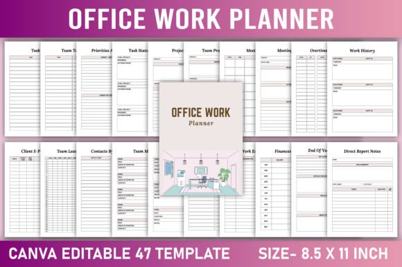Editable Office Work Planner Canva Gráfico Interiores KDP Por KDP GALLERY