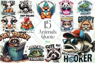 Funny Animals Quotes Sublimation Clipart Graphic Illustrations By JaneCreative 1