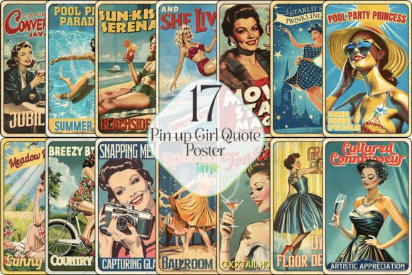 Funny Pin-up Quote Poster Sublimation Graphic Illustrations By JaneCreative