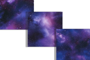 Purple Galaxy Glitter Night Sky Pattern Illustration Modèles de Papier Par Creative River 2