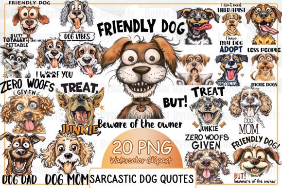 Sarcastic Dog Quotes Sublimation Clipart Gráfico Ilustraciones IA Por Dollar Dynasty