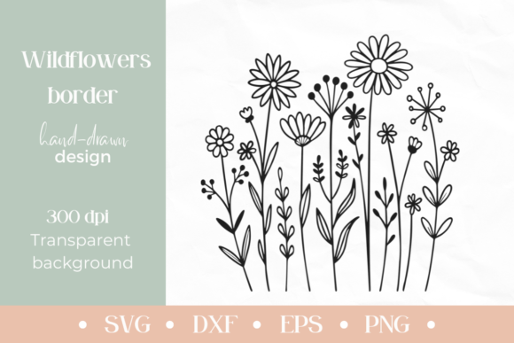 Vector Doodle Wild Flowers SVG Graphic Illustrations By Pixel Daisy
