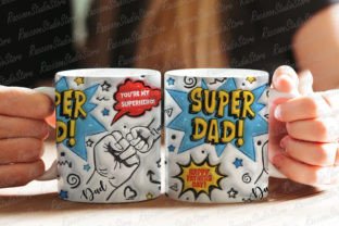 3D Inflated Worlds Best Dad Mug Wrap Graphic Crafts By RaccoonStudioStore 3