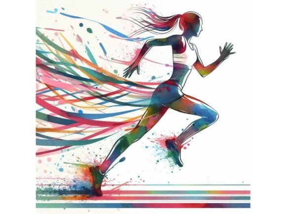 A Bundle of Watercolor Running Athletes Graphic Illustrations By A.I Illustration and Graphics