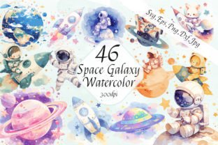 Baby Boy Watercolor Space Galaxy Clipart Graphic Illustrations By ArtCursor 1