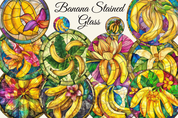 Banana Stained Glass Graphic Backgrounds By tshirtado