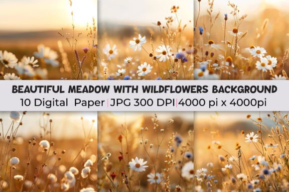 Beautiful Meadow Wildflowers Background Graphic Backgrounds By mirazooze