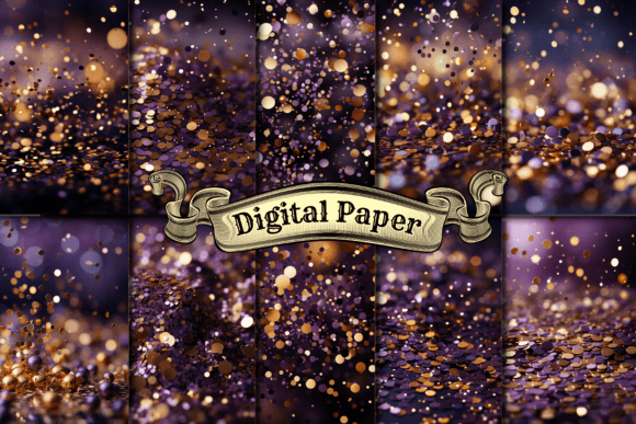 Bokeh Purple & Gold Background Grafik Papier-Muster Von craftsmaker