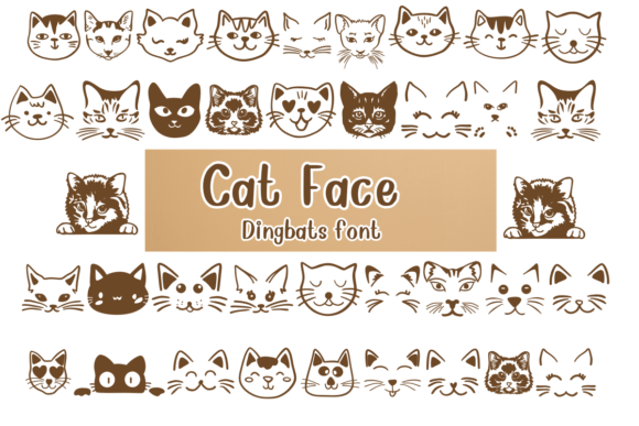 Cat Face Dingbats Font By Nongyao