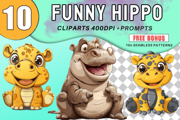 Cute Hippo PNG Clipart Safari Animals Grafik KI Transparente PNGs Von WhimsyDigitalHub