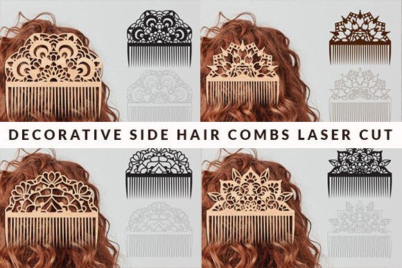 Decorative Hair Combs Laser Cut Bundle Gráfico SVG 3D Por Art Hub