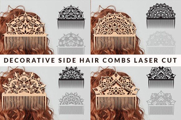 Decorative Hair Combs Laser Cut Bundle Illustration SVG 3D Par Art Hub