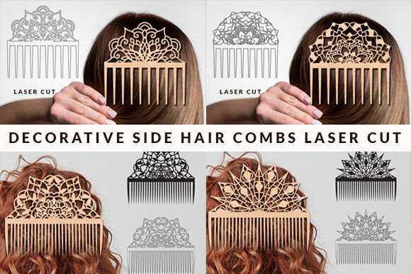 Decorative Hair Combs Laser Cut Bundle Illustration SVG 3D Par Art Hub