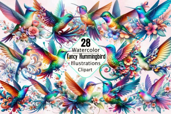 Fancy Hummingbird Clipart Bundle Grafica Illustrazioni Stampabili Di SVGArt