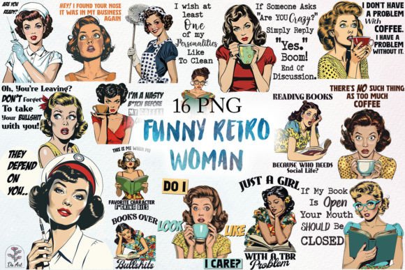 Funny Retro Woman Sublimation Bundle Graphic Illustrations By DS.Art