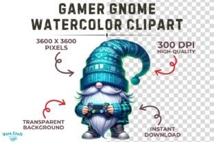 Gamer Gnome Watercolor Clipart Graphic AI Transparent PNGs By Vera Craft 2