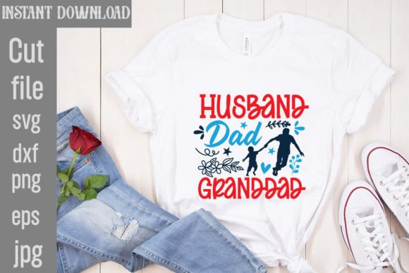 Husband Dad Granddad SVG Cut File Graphic T-shirt Designs By SimaCrafts
