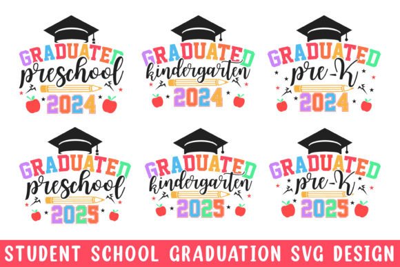 Kindergarten School Graduation SVG Gráfico Modelos de Impressão Por rahnumaat690
