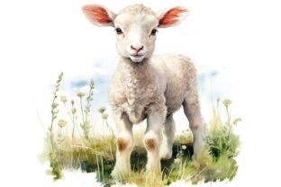 Lamb Watercolor Farm Animal Clipart Set Afbeelding Afdrukbare Illustraties Door Andreas Stumpf Designs 10