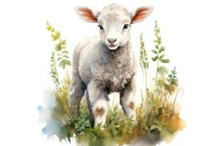 Lamb Watercolor Farm Animal Clipart Set Afbeelding Afdrukbare Illustraties Door Andreas Stumpf Designs 2
