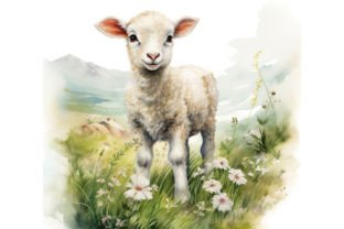 Lamb Watercolor Farm Animal Clipart Set Afbeelding Afdrukbare Illustraties Door Andreas Stumpf Designs 5