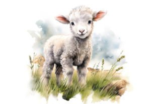 Lamb Watercolor Farm Animal Clipart Set Afbeelding Afdrukbare Illustraties Door Andreas Stumpf Designs 9