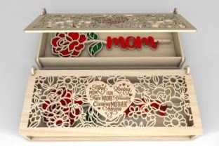 Mothers Day Box Gift with Rose SVG Gráfico SVG 3D Por Oniesbey 1