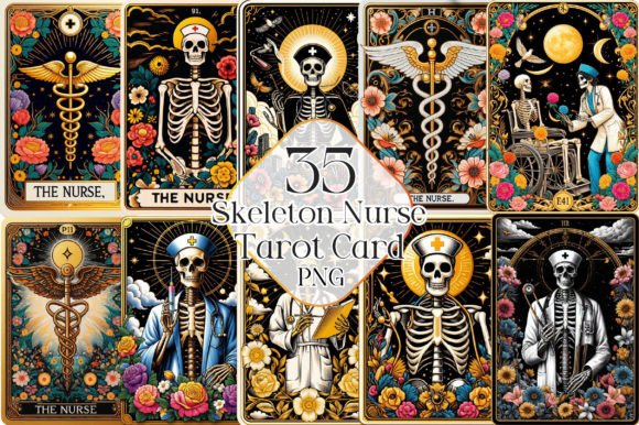 Nurse Funny Tarot Card Skeleton Graphic Illustrations By LiustoreCraft