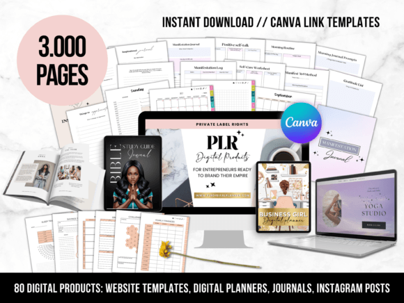 PLR 80 Digital Products Bundle Graphic Print Templates By plrdigitalplanner