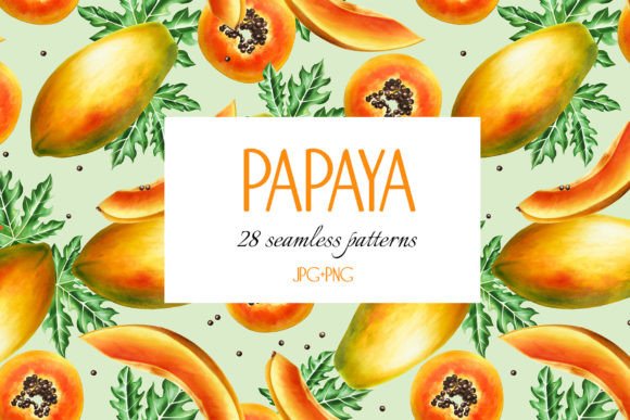 Papaya Seamless Patterns Gráfico Patrones de Papel Por Navenzeles