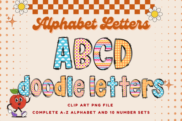 Retro Doodle Alphabet Vintage Letters Graphic Illustrations By paepaeshop168