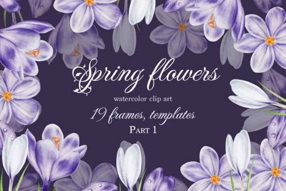 Spring Flower Frames Watercolor. Part 1 Grafika Ilustracje do Druku Przez Navenzeles