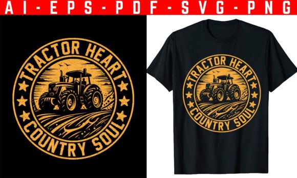 Tractor Heart, Country Soul T-shirt Graphic T-shirt Designs By trendyhunt43