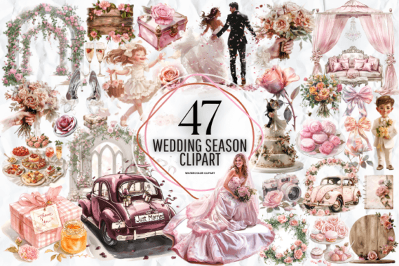 Wedding Season Clipart Grafik Druckbare Illustrationen Von Markicha Art
