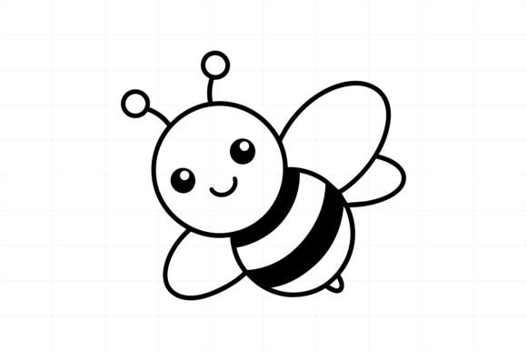 Kawaii Bee Line Art Illustration Graphic Illustrations By Graphics Studio Zone