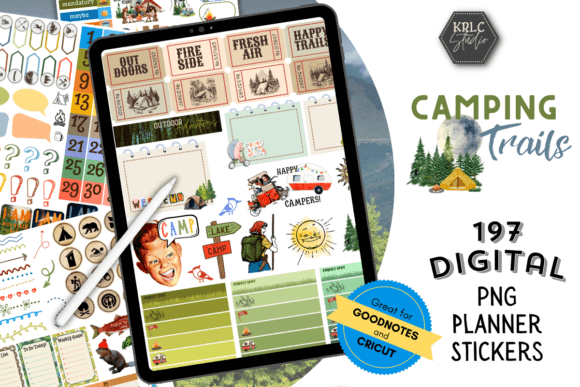 Camping Trails-DIGITAL Planner Stickers Graphic Crafts By KRLC Studio