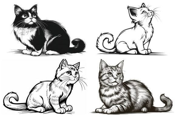 Cat Outline Clipart Graphic AI Graphics By Background Graphics illustration