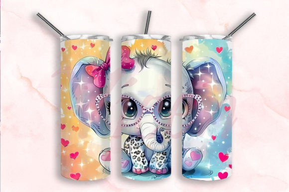 Cute Elephant Leopard Tumbler Wrap PNG Graphic Crafts By Vicen